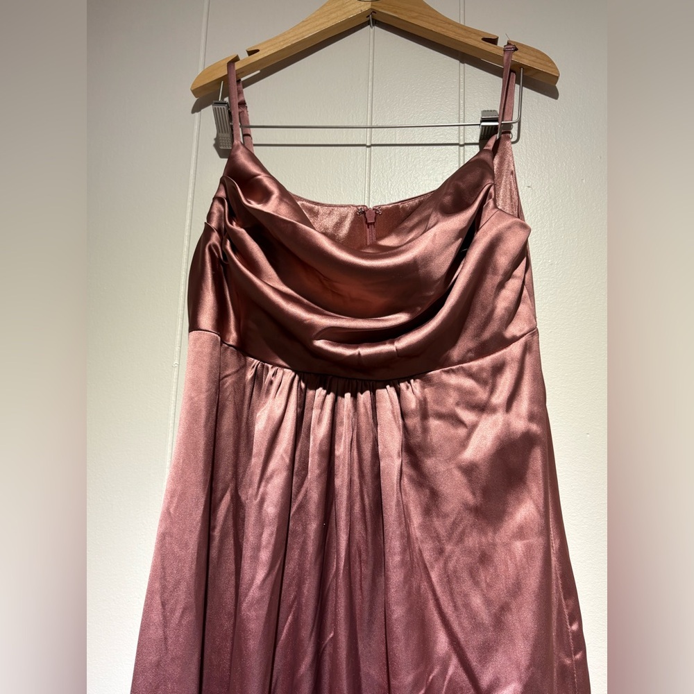 NWOT Revelry Skye bronze rust satin dress 10 bridesmaid desert rose